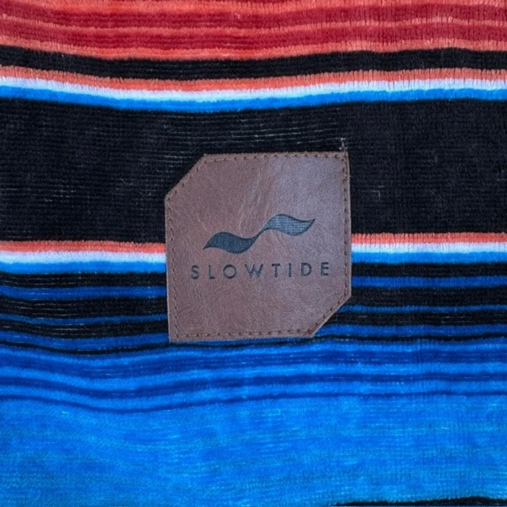 Slowtide Kids Hooded Changing Poncho Towel Serape Stripe Multicolor Cotton Terry